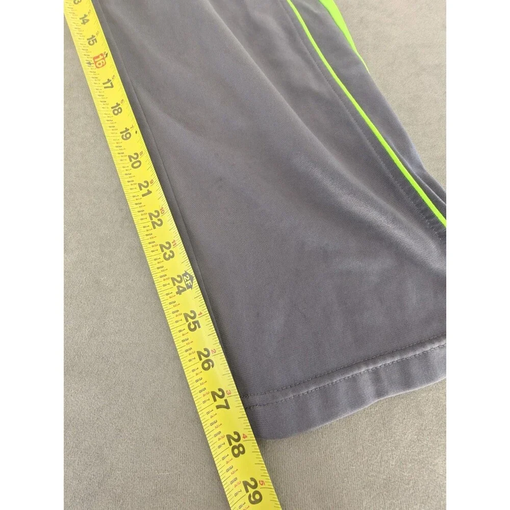 Adidas Boys L 14-16 Gray Green 3 Stripe Track Pants Athletic Joggers